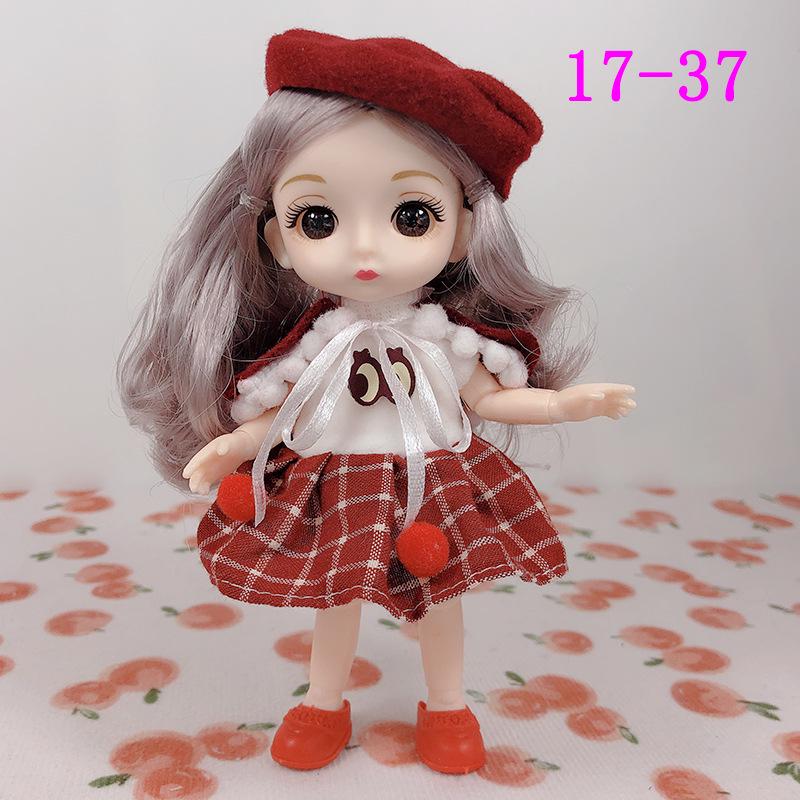 17cm 8-Point BJD Princess Doll with Denim Wedding Dress - 6-Inch Dress-Up Toy Set with Tops and Shorts