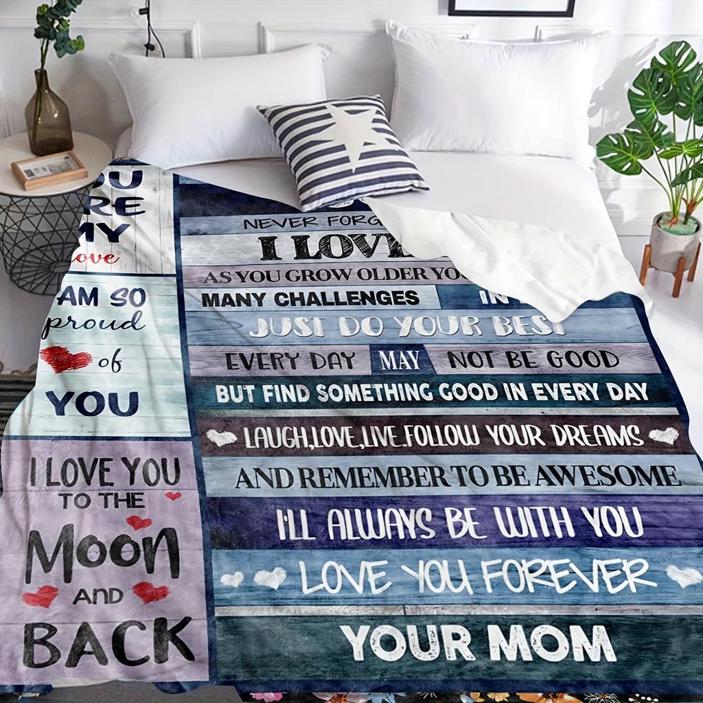 "An meinen Sohn" Flanelldecke - Weich, kuschelig, herzliche/motivierende Botschaft, Geschenk von Mama & Papa zum Geburtstag/zur Hochzeit