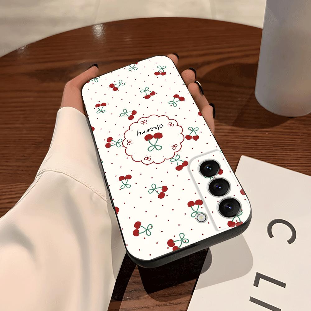 Funda Phone Cover Case for Samsung Galaxy S26 Ultra S20 Ultra S21 FE S23 S24 S25 Plus S10 S9 Note 20 8 9 10 Cartoon Cherry