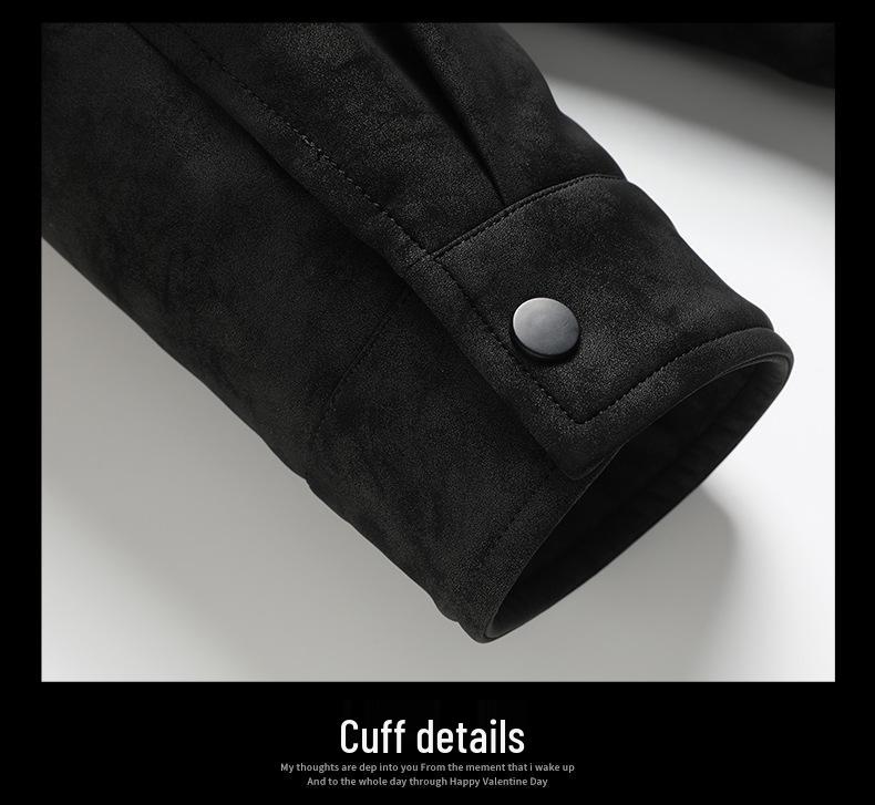 2025 Men's Plus Size Camouflage Leather Down Jacket with Lapel - Trendy Warm Winter Outerwear