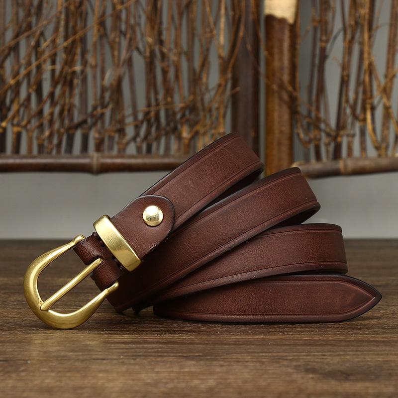 2024 Leather Belt Women'S Trend Personality Retro First Layer Pure Cowhide Jeans Belt Women