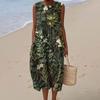 Summer European and American women's new sleeveless seaside vacation D printing dress