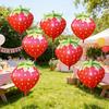 4D Fat Version of Strawberry, Matte Red, 6 Pieces, Strawberry Aluminum Foil Balloons, Suitable for Birthday Party Decoration, Strawberry Themed 