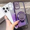 KEYSION Luxury Glitter Jewelled Magnetic Phone Case for Samsung Galaxy A22 A22S 5G A12 M12 Makeup Mirror Stand Shockproof Cover