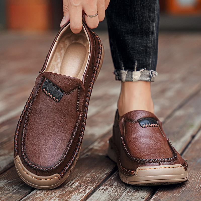 38-46 Men's Leather Casual Shoes Handmade Loafers Comfortable Men's Slip On Shoes Flat Moccasins Men's Sneakers