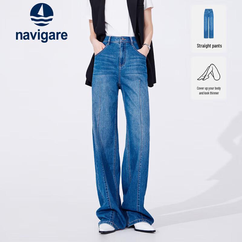 Navigare Women s Lightweight Washed Straight Jeans M
