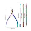 4pcs Nail Dead Skin Clipper Cuticle Pusher Set Colorful Stainless Steel Manicure Cuticle Nipper Dead Skin Nail Gel Manicure Pedicure Tools