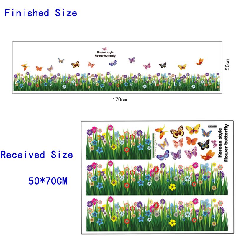 

Зеленая Трава Бабочка Нога Линия Плинтус Угловая Крышка Наклейка На Стену Наклейки Домашний Декор