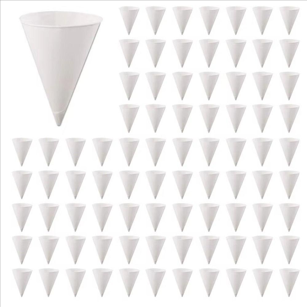 250Pcs Leakproof White Paper Cone Cups Coated 3.7 OZ Disposable Paper Cups Heat-resistant Non-stick Cone Party Tableware Parties