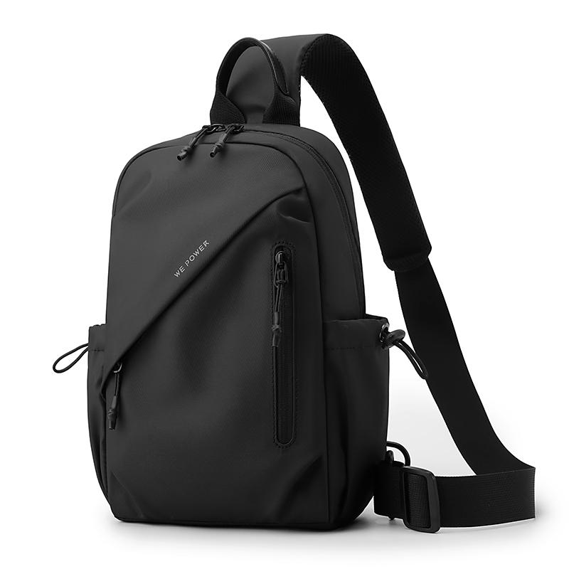 Sleek Black Sling Bag Men's Waterproof Crossbody Chest Bag for Casual Travel & Daily Use