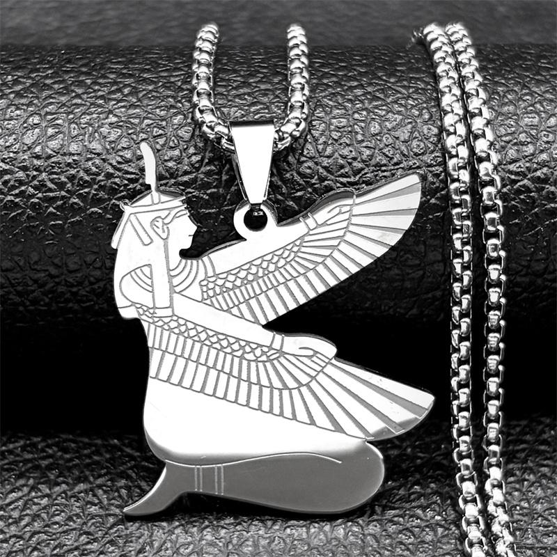 Egyptian Isis Goddess of Life Necklace for Women Men Stainless Steel Gold/Silver Color Egypt Mystery Amulet Chain Jewelry