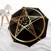 Golden Baphomet Pentagram Umbrella, Portable 3-Fold Compact Umbrella,Christmas Gift ES491