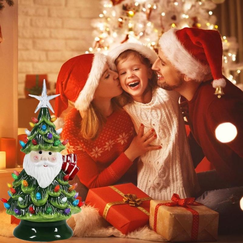 Santa And Tree Sculpture featurings Colorful LED Indoor Outdoor