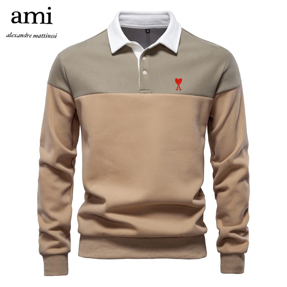 AMI Besticktes Frühling Neues Langarm Polo-Kragen Sweatshirt Herren Übergröße Hohe Qualität Lässig Herren Sweatshirt