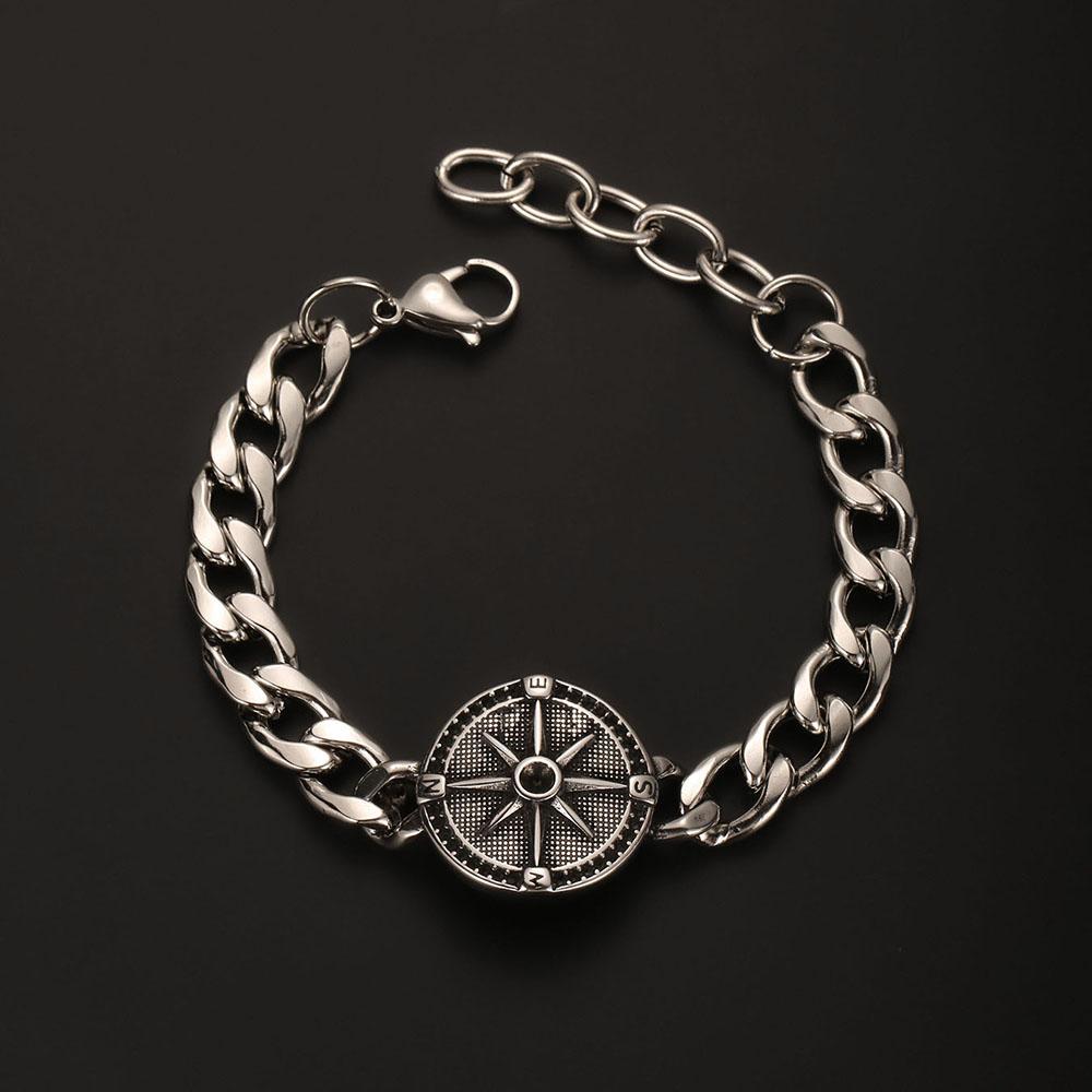 Мужской Одиночный Браслет-Компас из Нержавеющей Стали Норвежский Викингский Валькнут Средневековые Скандинавские Украшения