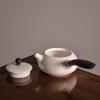 200ml Sheep Fat Jade Porcelain Wooden Handle Side Handle Teapot Ceramic Kung Fu Tea Set
