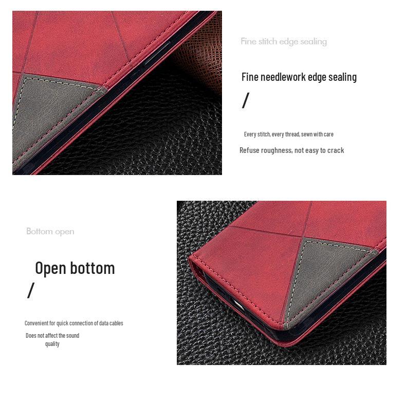 Apple 16 Diamantový Vzor Kožené Pouzdro pro iPhone 15/16 Pro - Ochranný Kryt s Texturou Hovězí Kůže