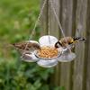 Metal Tray Hanging Bird Feeder Large Capacity Bird Bath Parrot Feeding Station  Garden Decoration