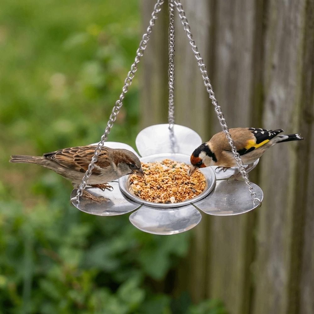 Metal Tray Hanging Bird Feeder Large Capacity Bird Bath Parrot Feeding Station  Garden Decoration