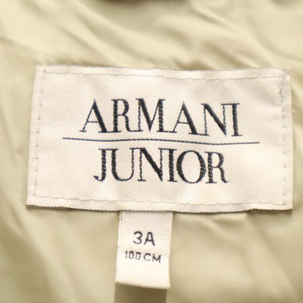 ARMANI JUNIOR Back print Long sleeve hood Down jacket 39.4" Navy system Kid's Used