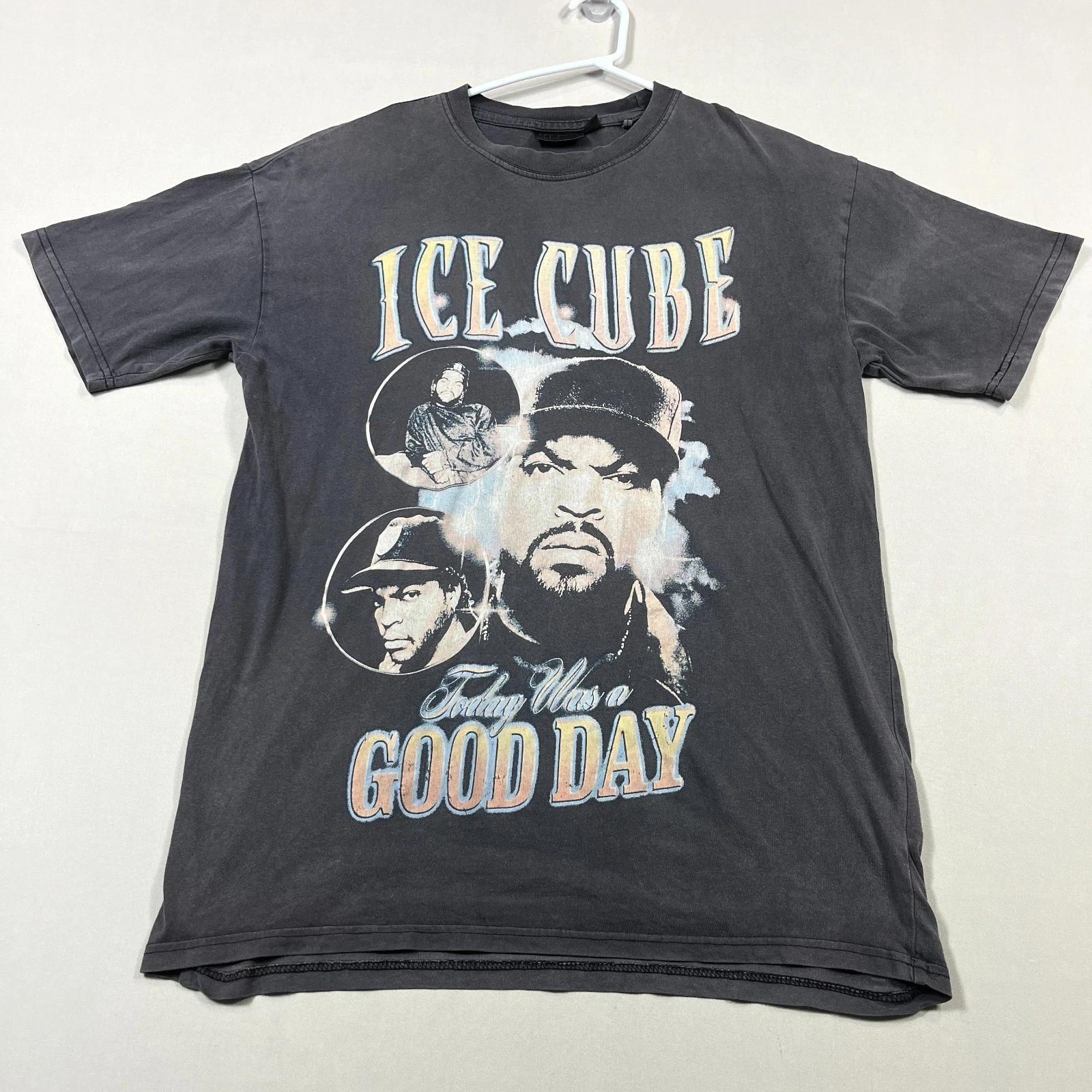 Ice Cube Rap Tee Music Hip-Hop Faded Wash Graphic Relaxed Cotton T Shirt Mens XS S