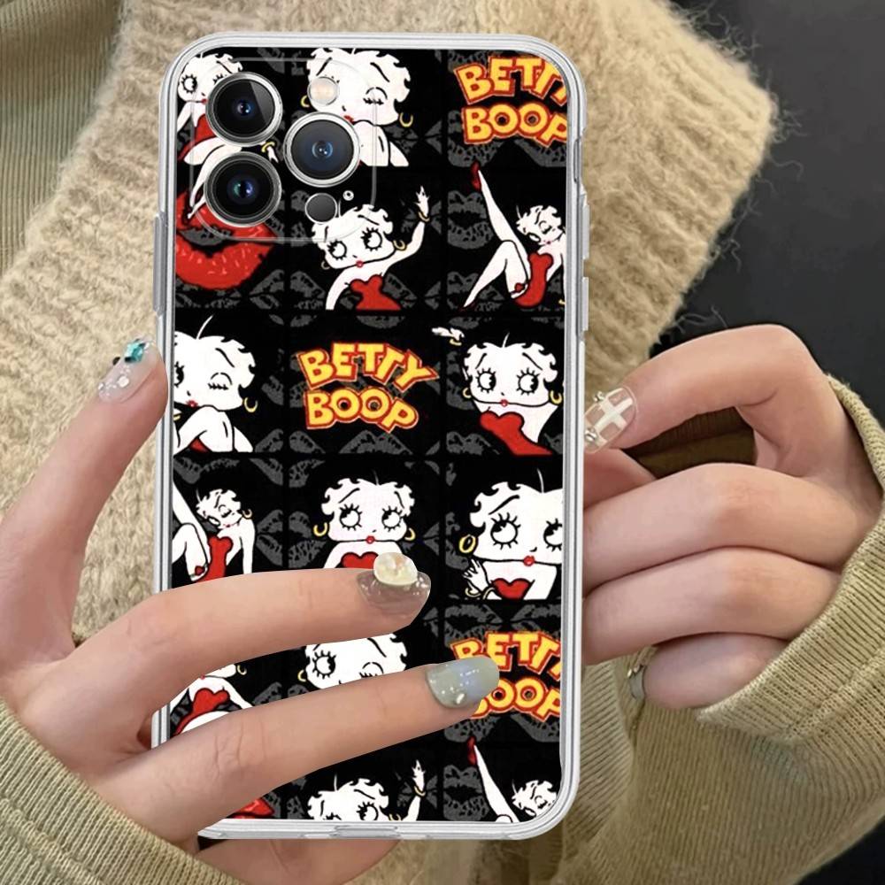 Animation B-Betty Boop Transparent TPU Phone Case For IPhone 17 11 12 13 14 15 16 Pro Max 16 Plus Cover