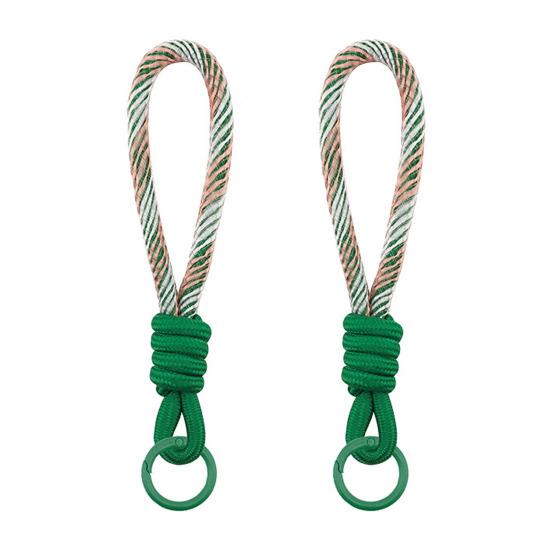 2Pcs Keychain Lanyard Two-Color Design Braided Rope Wrist Strap with Hanging Ring Keys Phone Bag Decor DIY Accessories