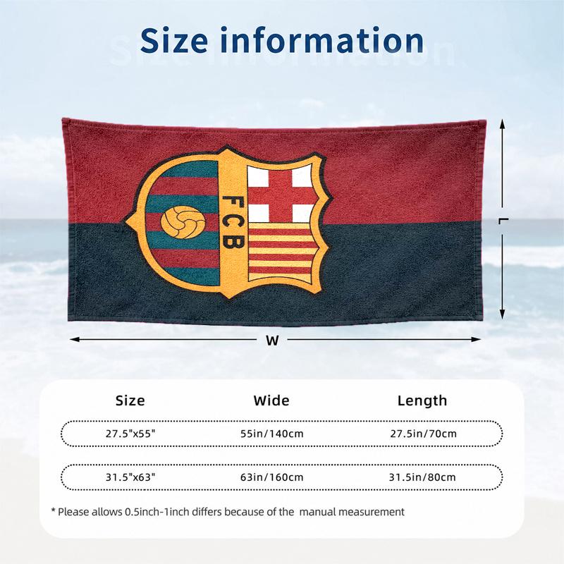 FC Barcelona Beach Towel Quick Dry Soft MicrofiberSand Resistant Oversized Cabana Bath Sheet for Swimming Pool Travel Gift