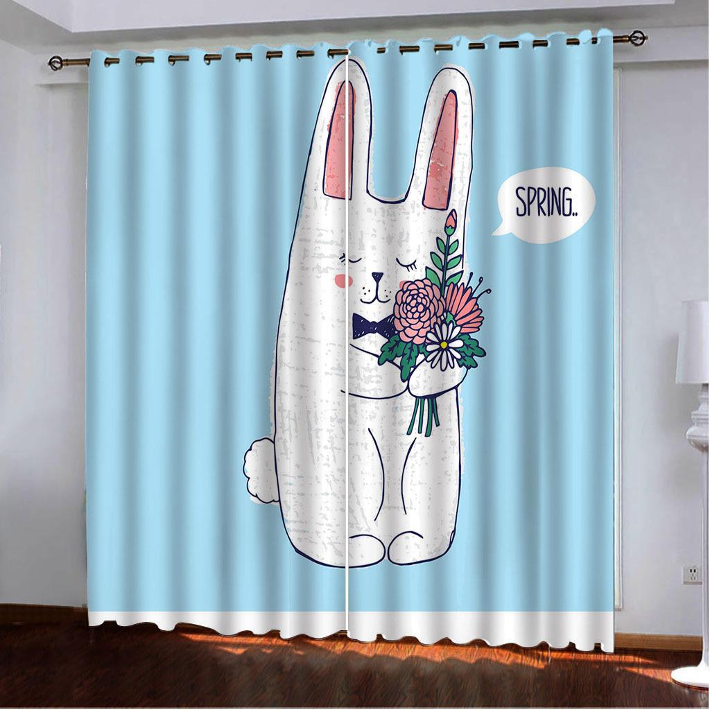 

Curtains Cute Cartoon Cat Single Series 3D Digital Printing High Density Blackout Curtains 140*100