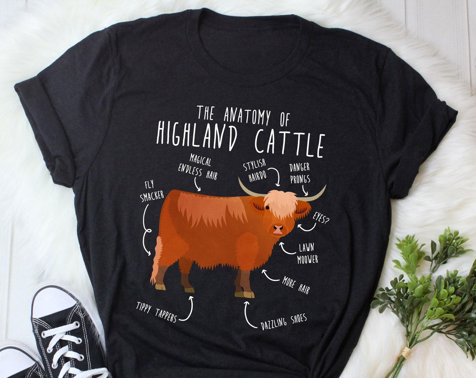 Highland Cow Shirt, , Funny Cow Lover Gift, Cute Farmer T-shirt, Livestock Tshirt, Mom, Dad, Hairy Scottish Cow, Rancher, Homestead 100