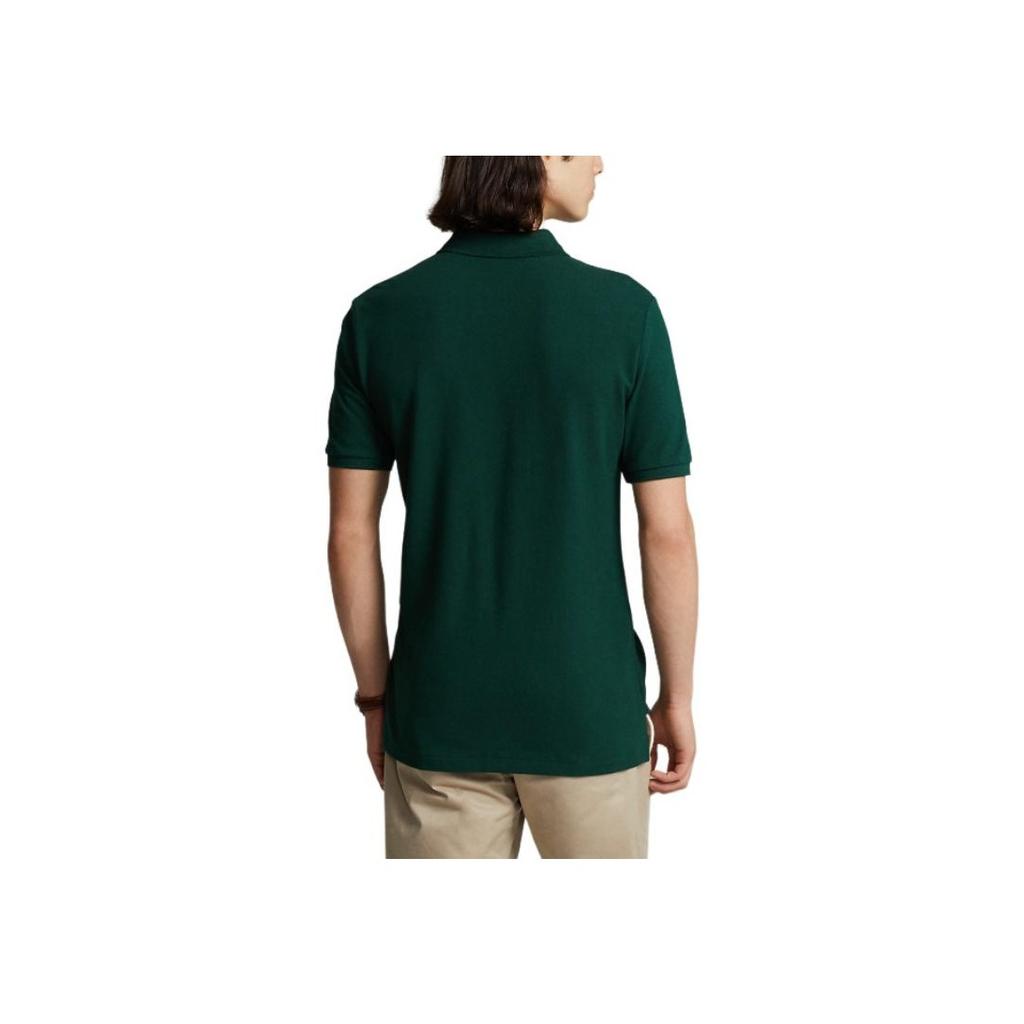 Polo Ralph Lauren Μονόχρωμο Λογότυπο Πουκάμισο Πόλο με Κουμπιά Slim Fit Κοντομάνικο Ανδρικά Τοπ Πράσινο MNPOKNI1N820493-300