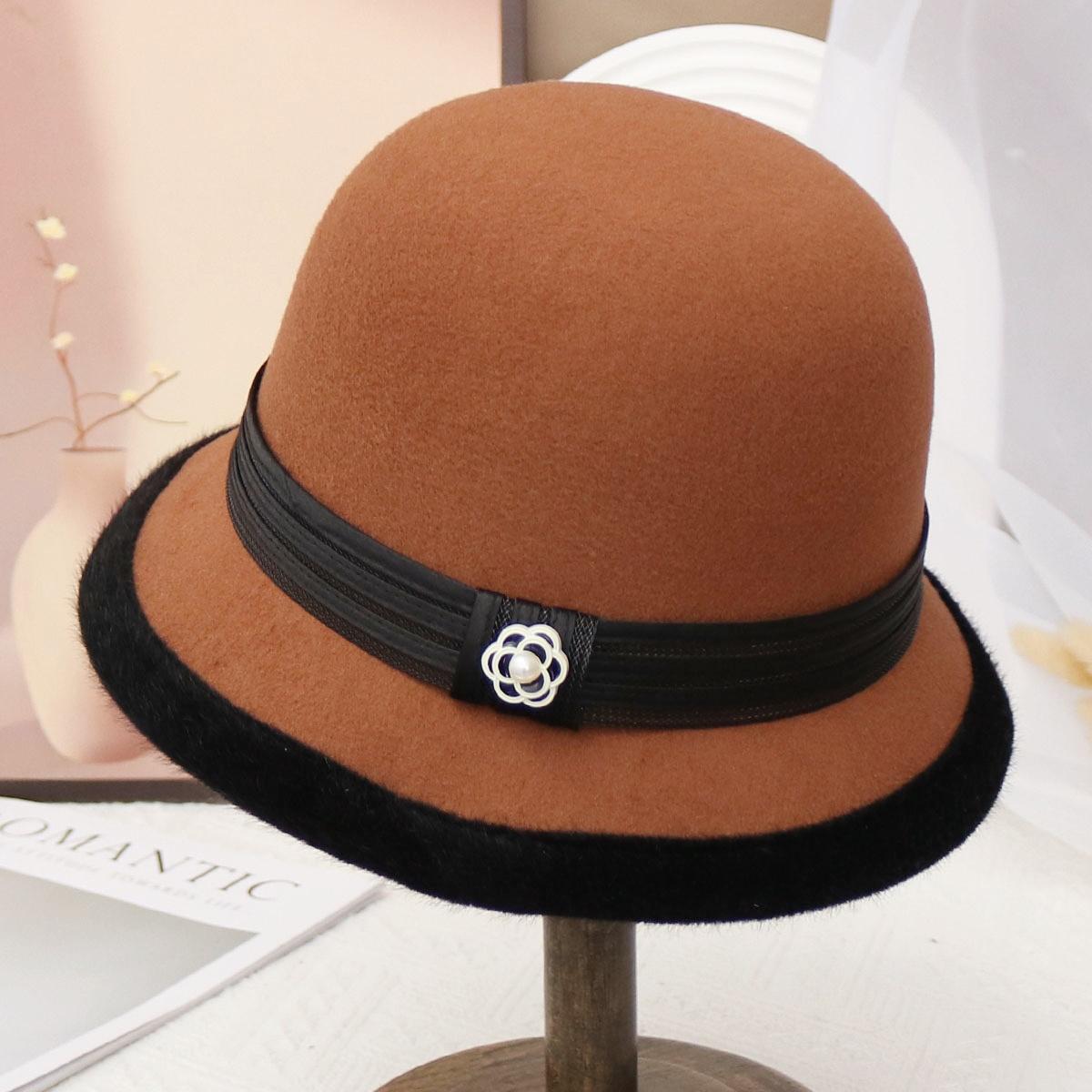 

Autumn and Winter Warm British Bucket Hat Windproof Ear Protection Lei Feng Hat Women s Autumn and Winter Woolen Basin Hat 58-60cm