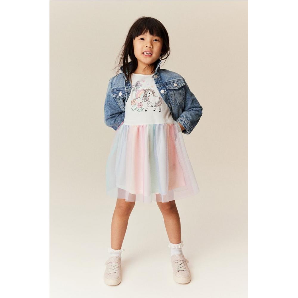 

Платье HM из джерси и тюля белый единорог