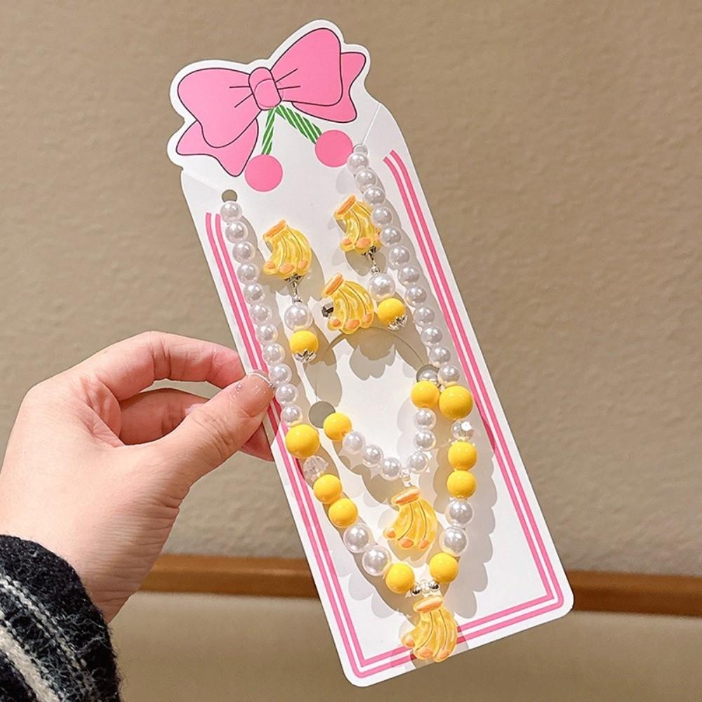 

Sweet Necklace Bracelet Set Fruit Themed Earring Fashion Ring Jewelry Accessories Banana