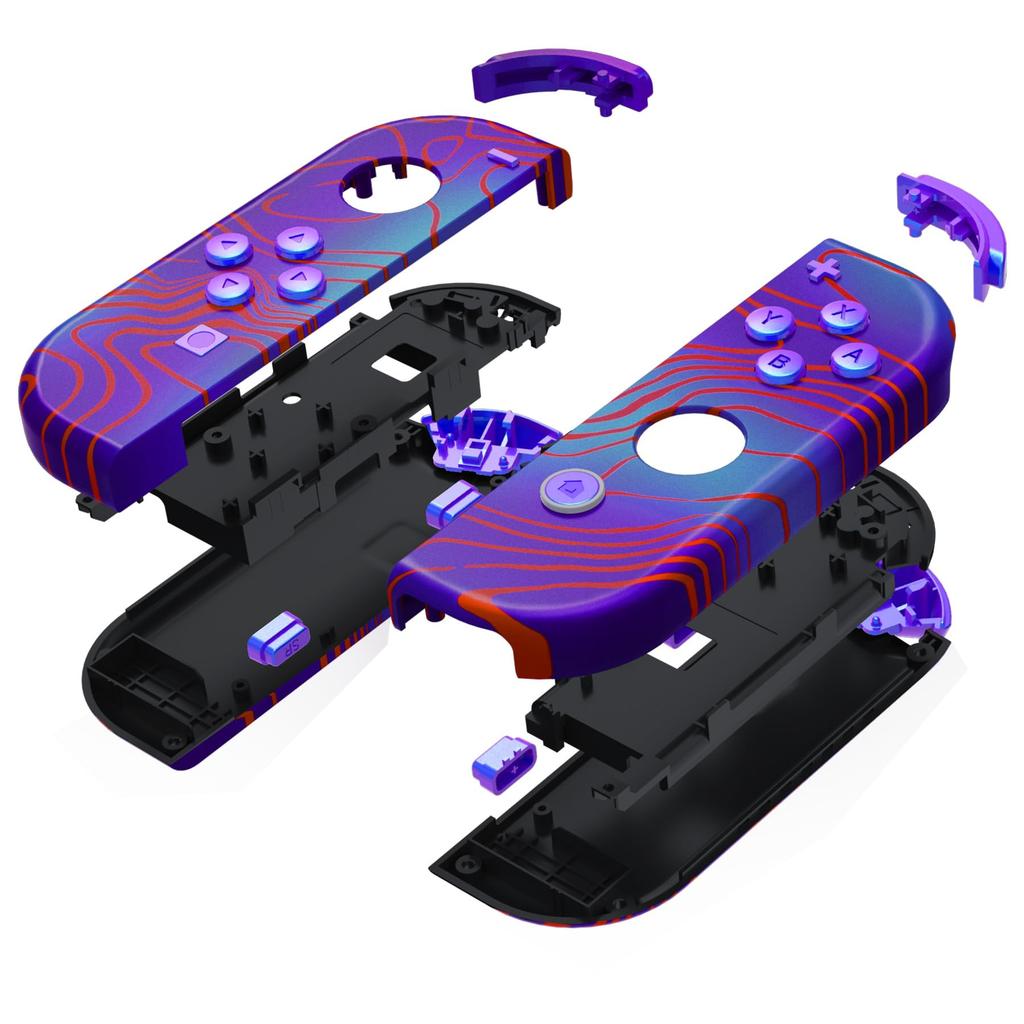 EXtremeRate Ersatzschale für Switch Handheld-Controller Gehäuse für Switch und Switch OLED mit Vollständigem Satz DIY-Ersatzgehäuse für Switch