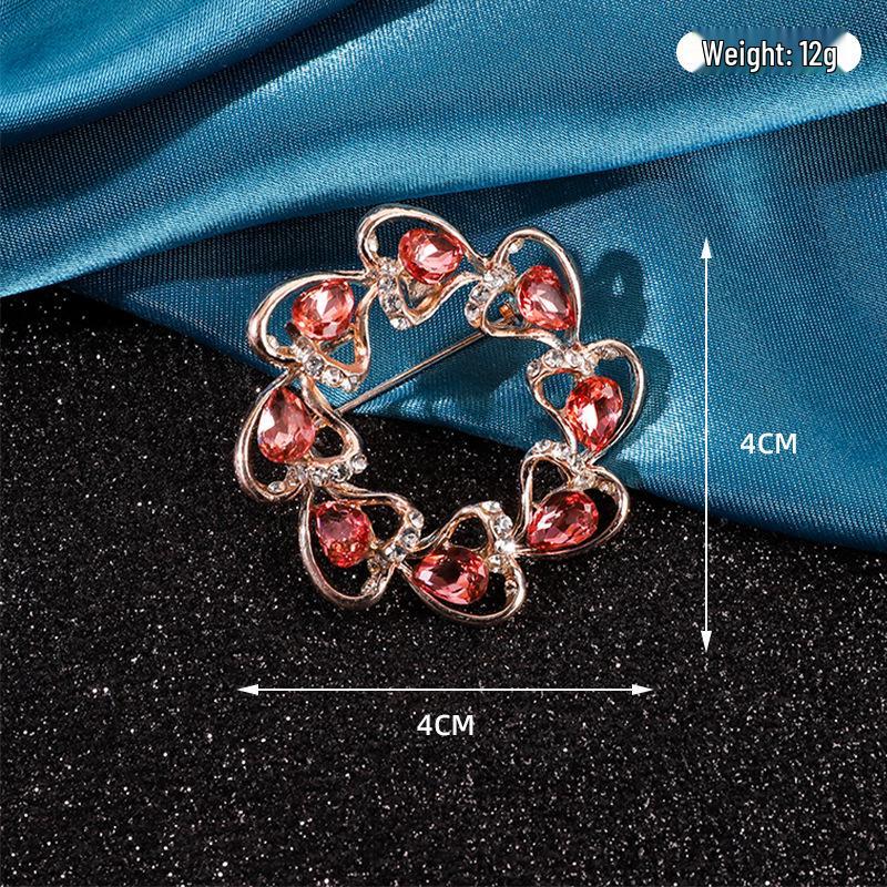 High-End Rose Red Chinese Flower Brooch: Classical Pin for Women's Qipao & Coat Accessories