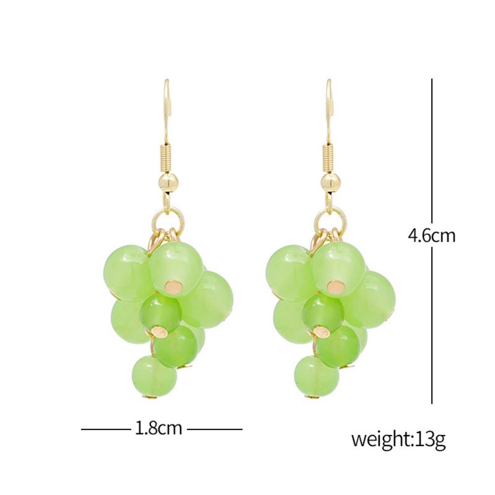 New Spring/Summer Collection Handmade Beaded Green Grape Earrings Sweet Ins Japanese Soft Girl Fruit Earrings