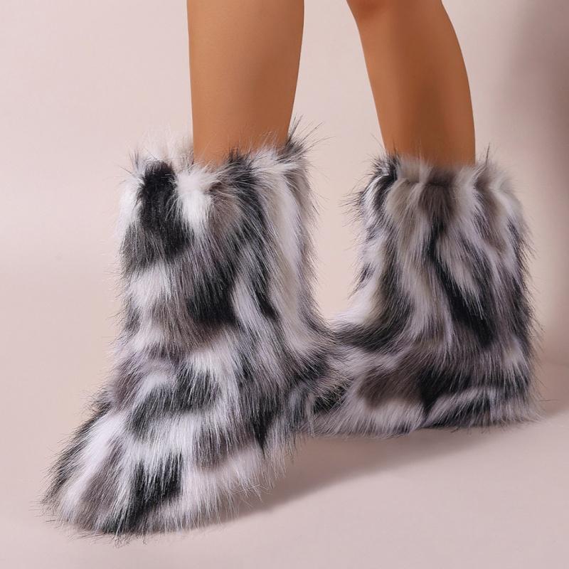 Women Platform Fur Ankle Boots Flats Shoes Winter 2025 New Trend Gladiator Casual Sneaker Fashion Short Plush Warm Botas Mujer