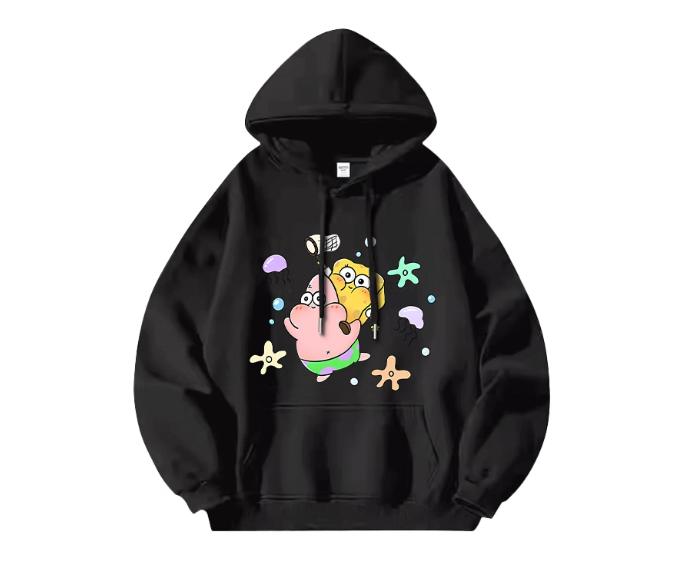 New 2025 Different Couple Outfits Cartoon Sponge Baby Couple Outfits Autumn Outfits Loose Hoodies for Men and Women