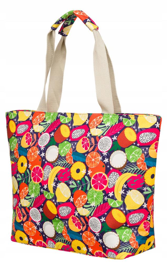 Large Women's Shopper Bag with a Fruit Motif