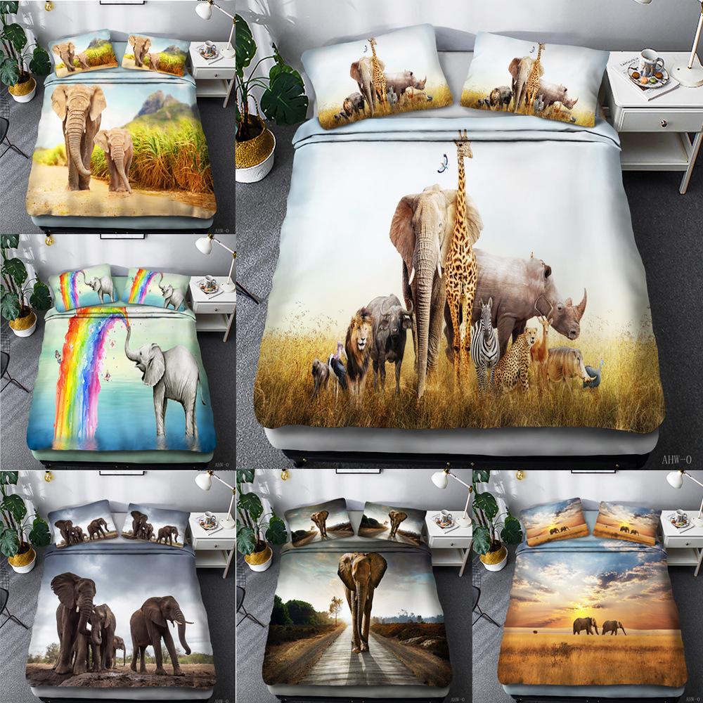 Bohemian Animal Elephant Series Quilt Cover Three-Piece 3D Digital Bedding