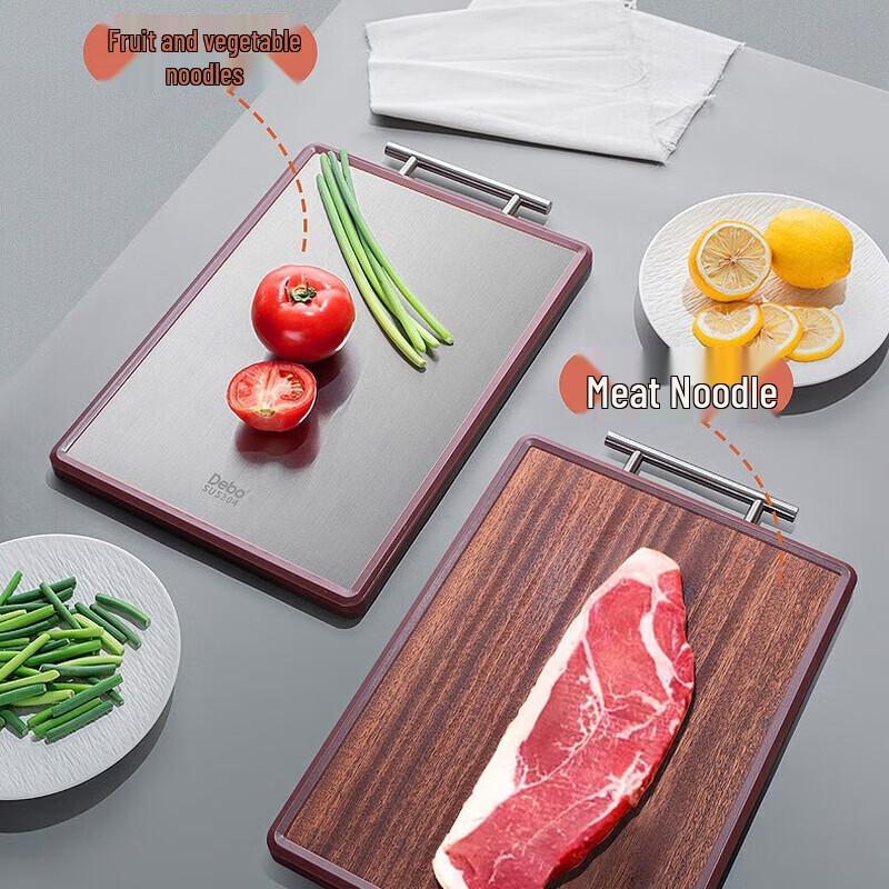 Deba Michael 304 Stainless Steel & Ebony Double-Sided Cutting Board
