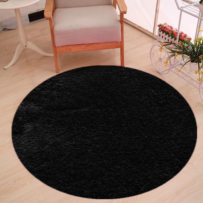 Thick Silk Carpet Floor Mat Fluffy Tender Comfortable Solid Simple Daily Living Room Bedroom Round Skin-friendly Household Ins