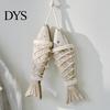 Seaside Wall Hanging Rustic Nautical Wooden Fish Decor, Coastal Beach Style Home Decor Ornament with Fishing Net for Lake House, Bedroom, Bathroom