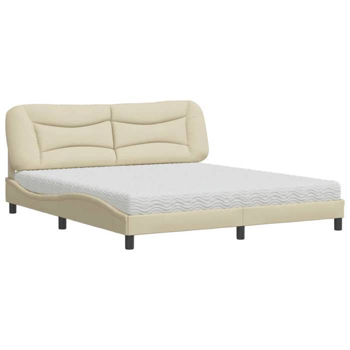 VidaXL Lit avec matelas crème 180x200 cm tissu, meuble de chambre à coucher, lit double, cadre de lit incurvé, sommier, lit 3208553