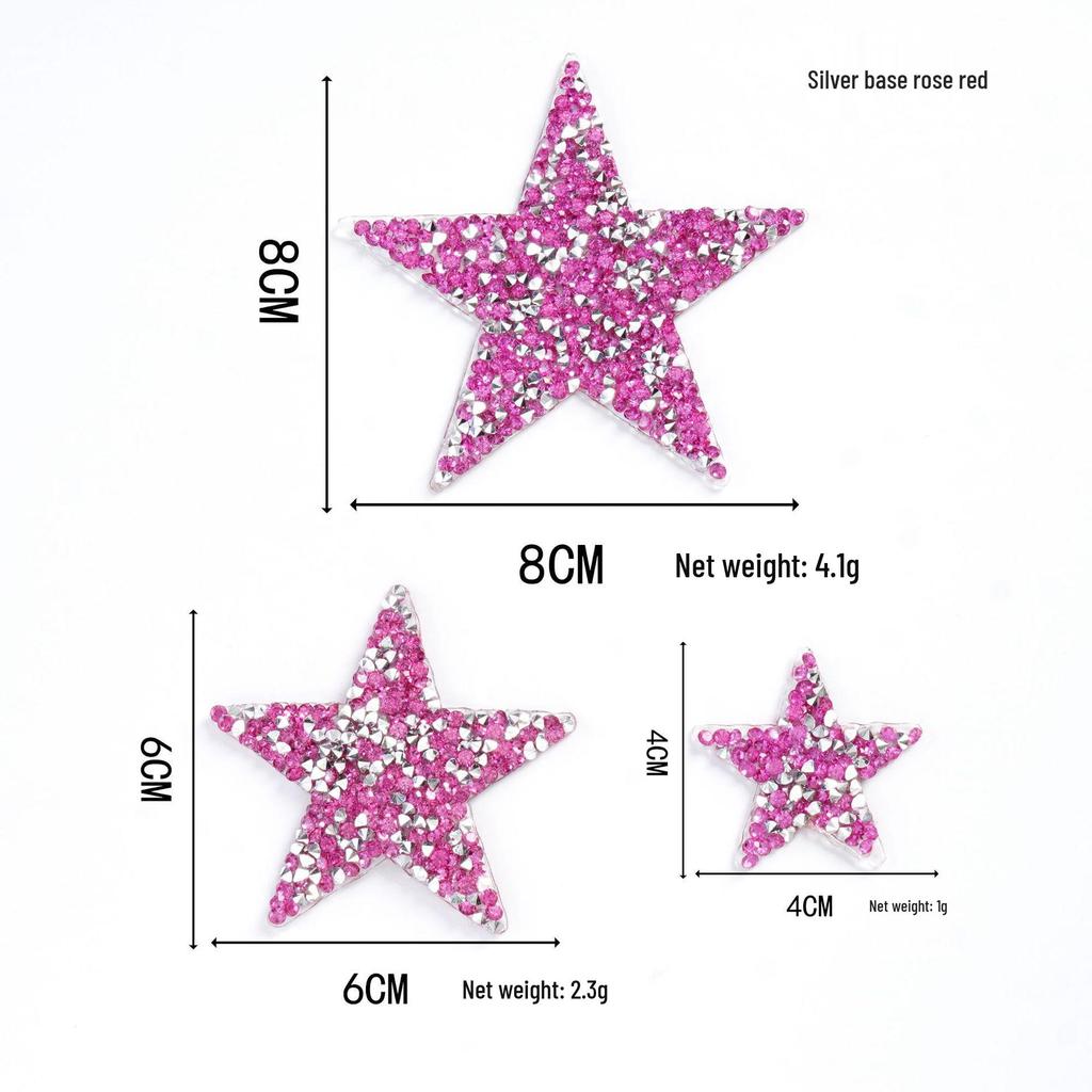 Colorful Star Rhinestone Stickers - 4cm DIY Mixed Hotfix for Shoes, Bags, Clothing