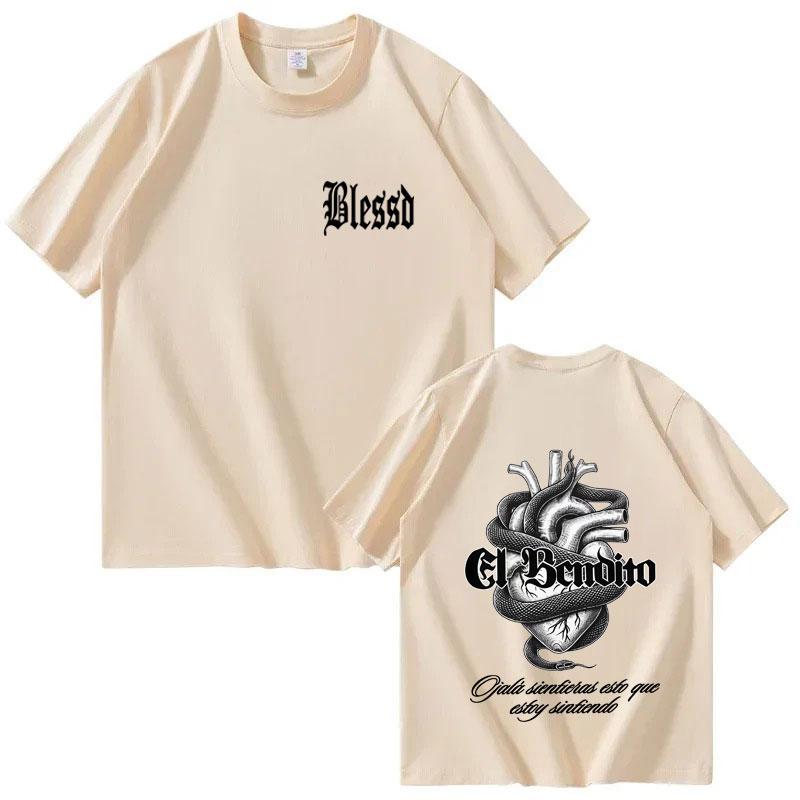 2025 Pop Rapper Blessing Harajuku Graphic High-quality T-shirt Fashion 2025 Summer Pure Cotton 100% Printed Loose T-shirt