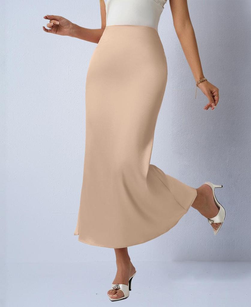 Autumn Satin Slim Fit Fishtail Midi Skirt for Women