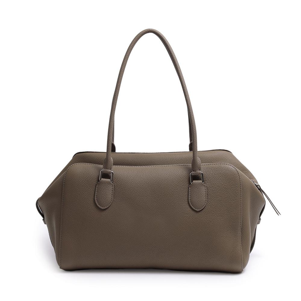 

2026 Top-grain Cowhide Boston Bowling High-end Genuine Leather Women s Bag, Large Capacity Handbag, Pillow Bag 33x18x20cm