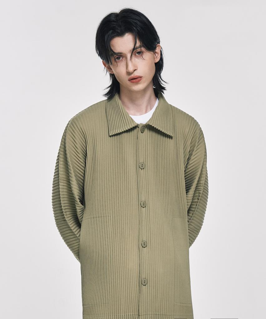 Yoyoyoy Folded Sleeve Pleated Collar Jacket_2Colors